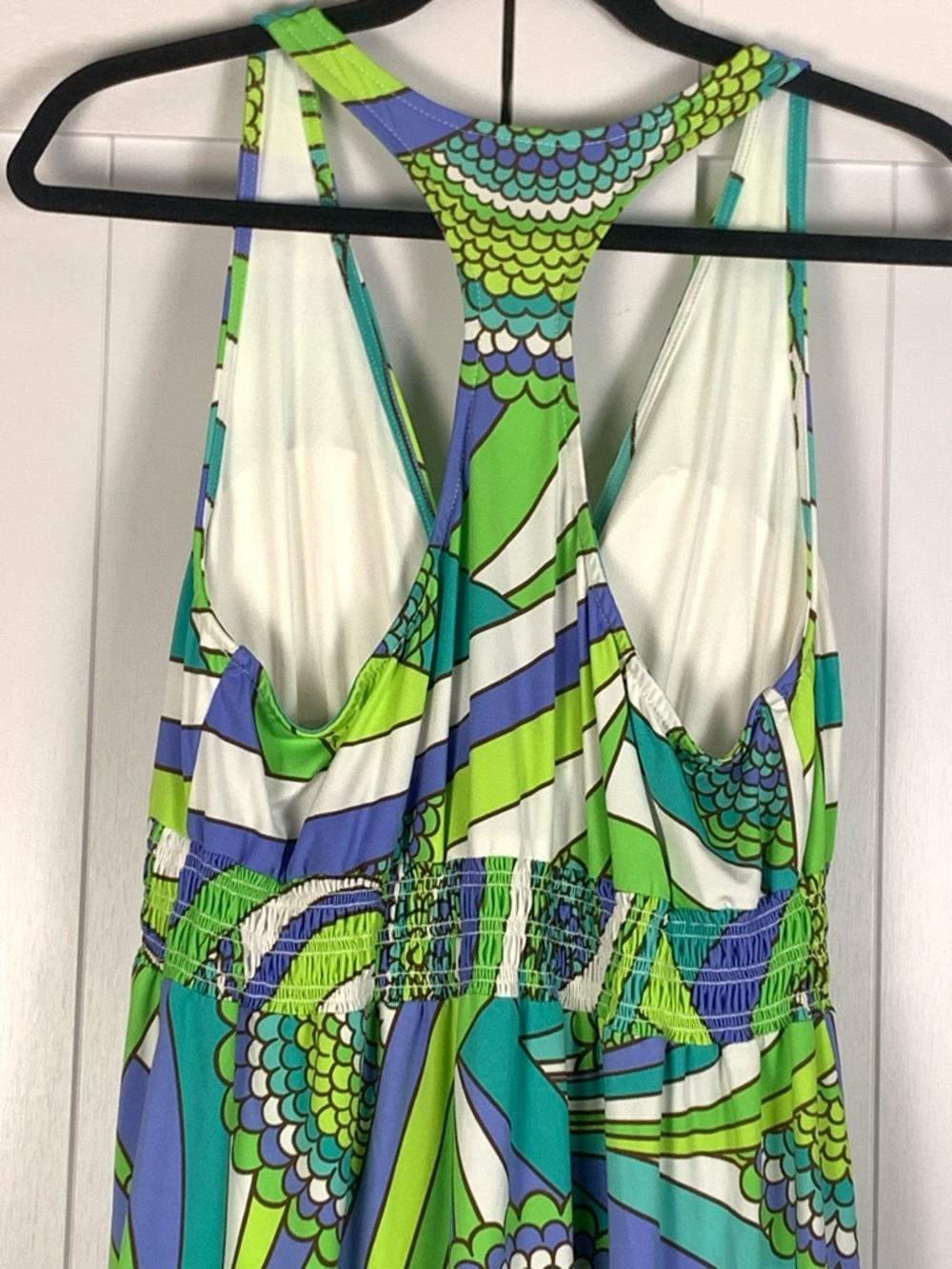 Trina Turk Maxi Dress L Racerback Plunging V Smocked Empire Resort Cover Up - Picture 16 of 16
